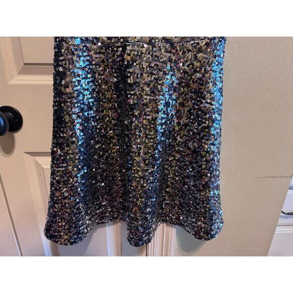 J. Crew Crewcuts Girls' Flutter Sleeve Sequin Dress Silver Black Eras Tour Sz 14 - Picture 4 of 16